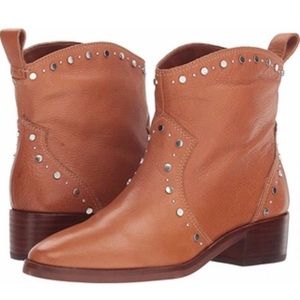 Dolce Vita Tobin Studded Booties Brown Leather 8